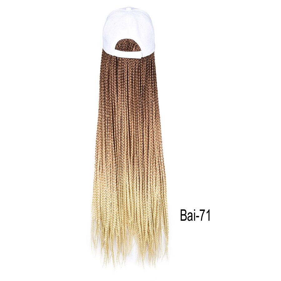 Box Braids Baseball Cap Wig 24inch Long Synthetic Braid Wigs Hat with Braiding Hair Extensions Adjustable Size