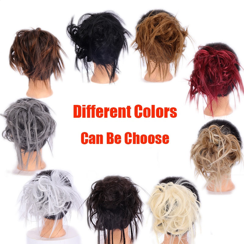 Synthetic Chignon Messy Scrunchies Elastic Band Hair Bun Straight Updo Hairpiece High Temperture Fiber Natural Fake Hair