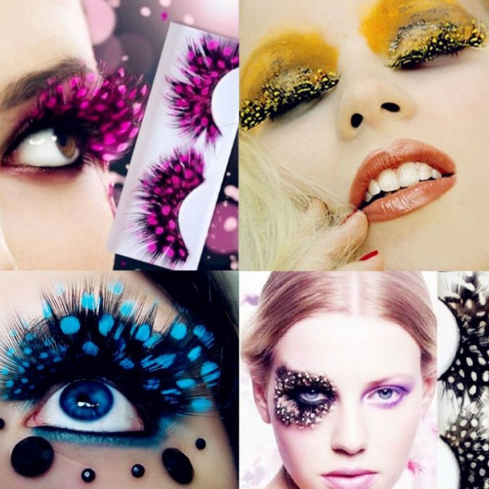 1Pair Bushy Feathers Exaggerate False Eyelashes Stage Catwalk Art Fake Eyelashes 100% Handmade Eyelash Extension