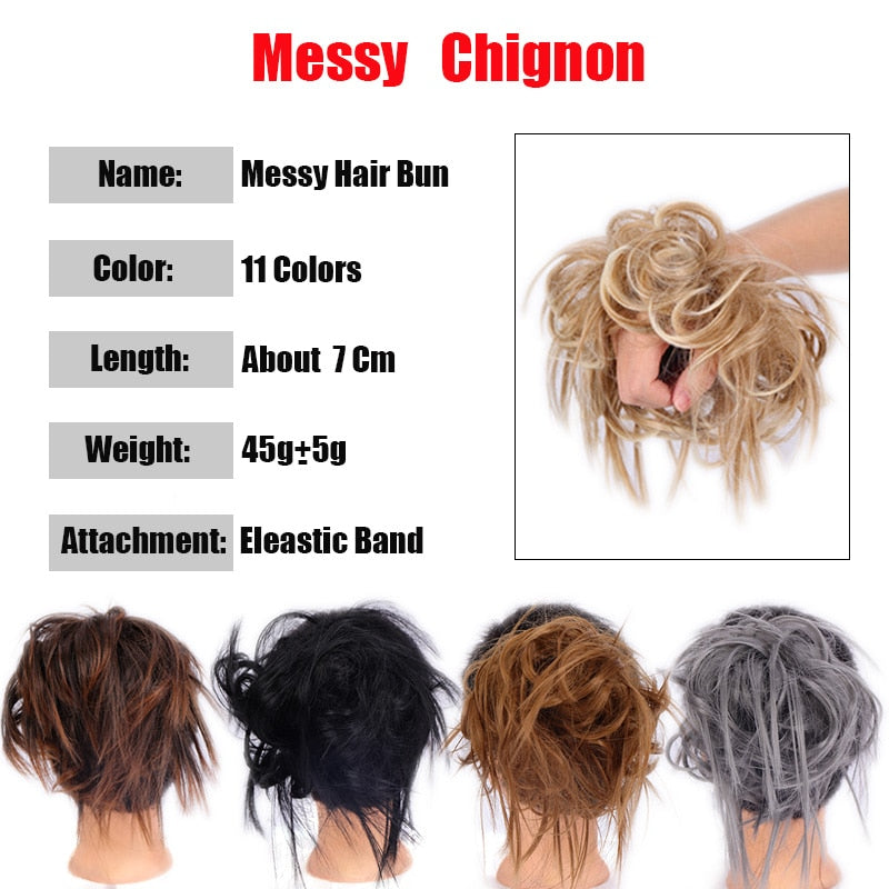 Synthetic Chignon Messy Scrunchies Elastic Band Hair Bun Straight Updo Hairpiece High Temperture Fiber Natural Fake Hair