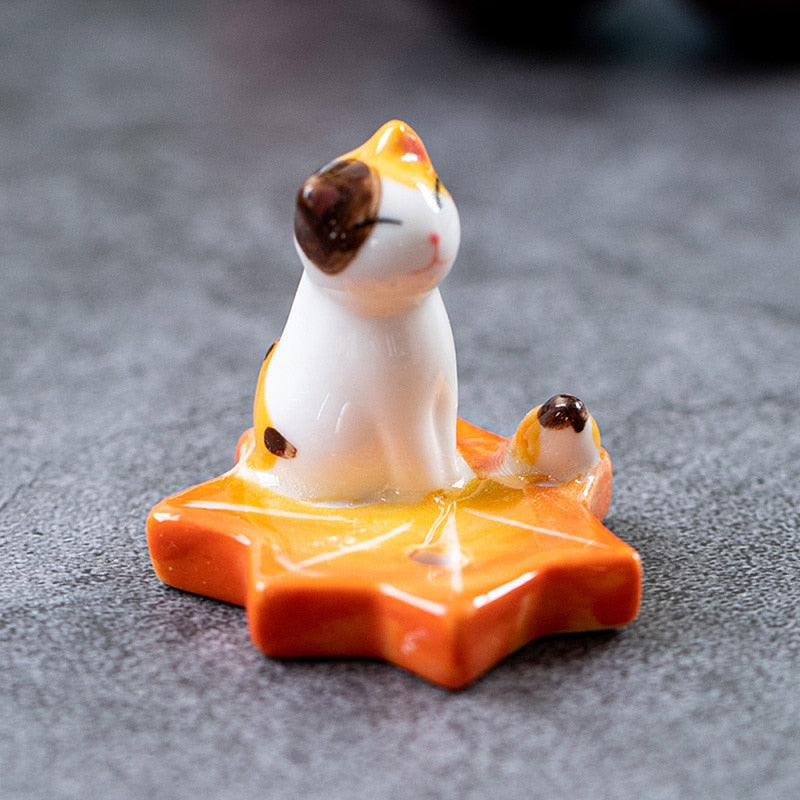 1PC Ceramic Cat Multifunctional Chopstick Rack Ornaments Incense Holder Incense Stick DIY Home Decoration