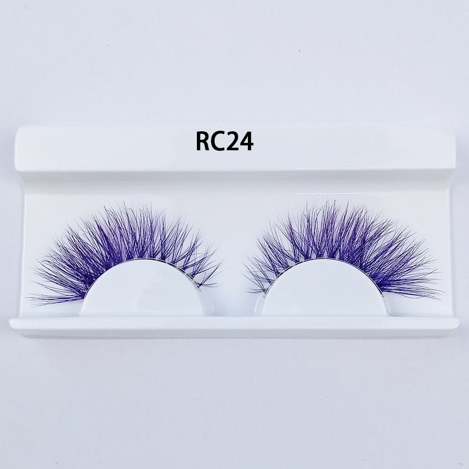 1pair Transparent stem Colored Mink Lashes 15mm-25mm False Eyelashes Soft Tousled 3D Spectacular Long Natural Mink