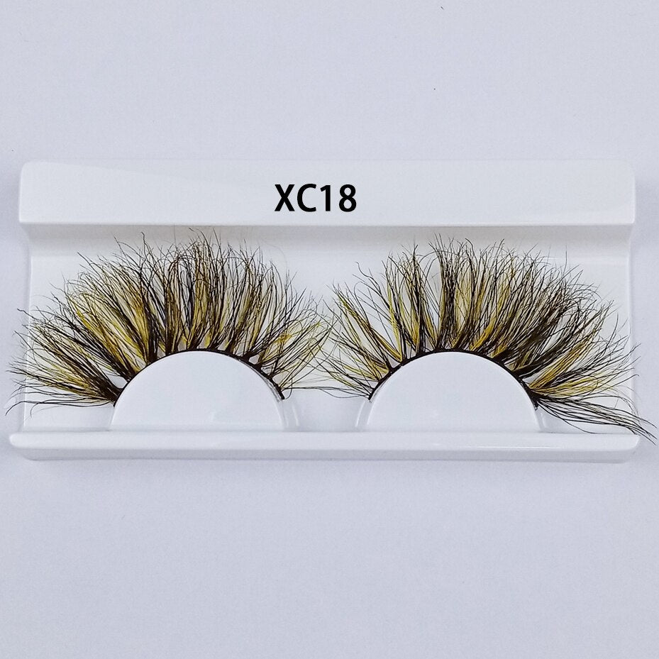 Colored Mink Eyelashes 25mm Lashes Fluffy Messy 3D False Eyelashes Dramatic Long Natural Mink fake Lashes