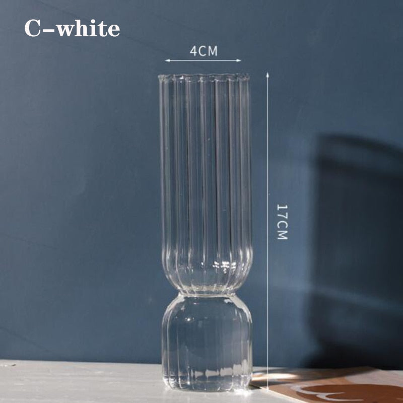 Home Decor Glass Vase Modern Flower Vase Room Decoration Art Colored Small Vase Wedding Decor Hydroponic Plants Japanese Style