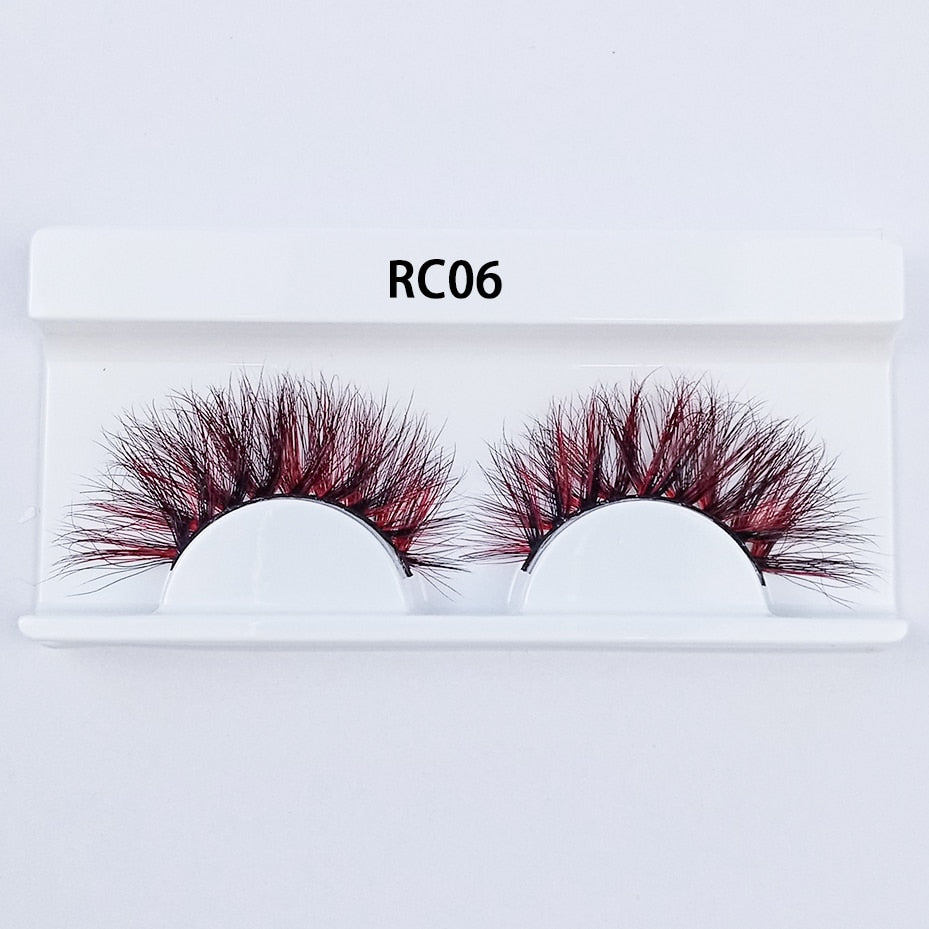 1pair Transparent stem Colored Mink Lashes 15mm-25mm False Eyelashes Soft Tousled 3D Spectacular Long Natural Mink