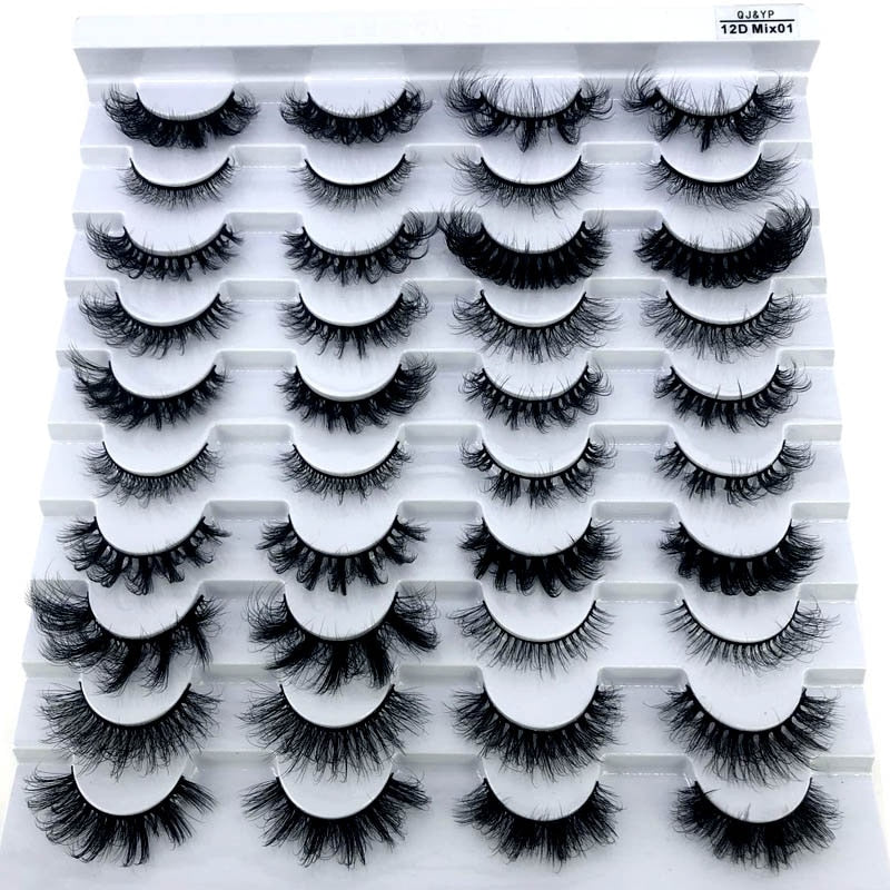 20 Pairs Fluffy Lashes 25mm 3D Mink Lashes Long Thick Natural False Eyelashes Mink Eyelashes