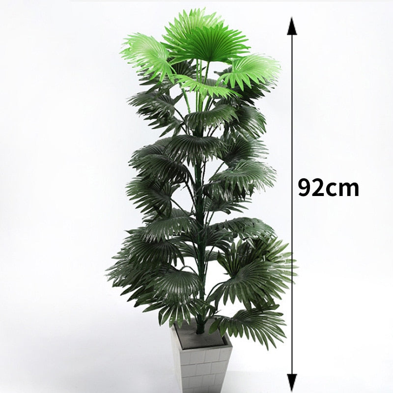 Green Artificial Palm Leaf Plastic Plants Tropical Tree Branch Fake Plants Jungle Home Garden Decor Wedding Decoration