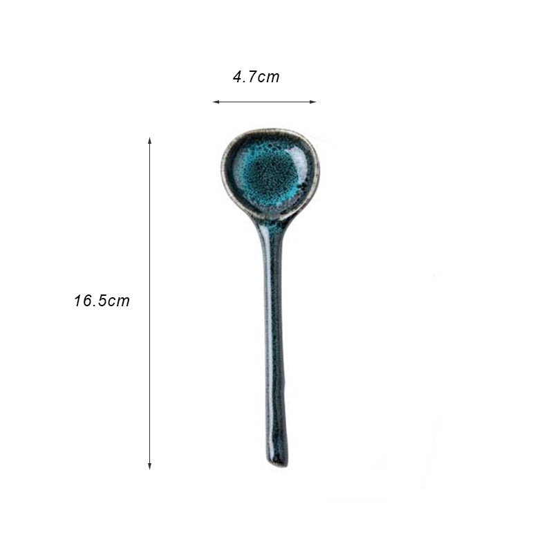 Ceramic Soup Spoon Japanese Tableware Eating Spoon Creative Long handle Spoons Kitchen Cooking Utensil Tool Teaspoon