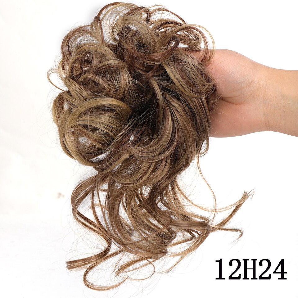 Synthetic Messy Chignon Donut Hair Bun Scrunchies Elastic Hair Rope Rubber Band Curly Hairpiece Black Brown False Hair