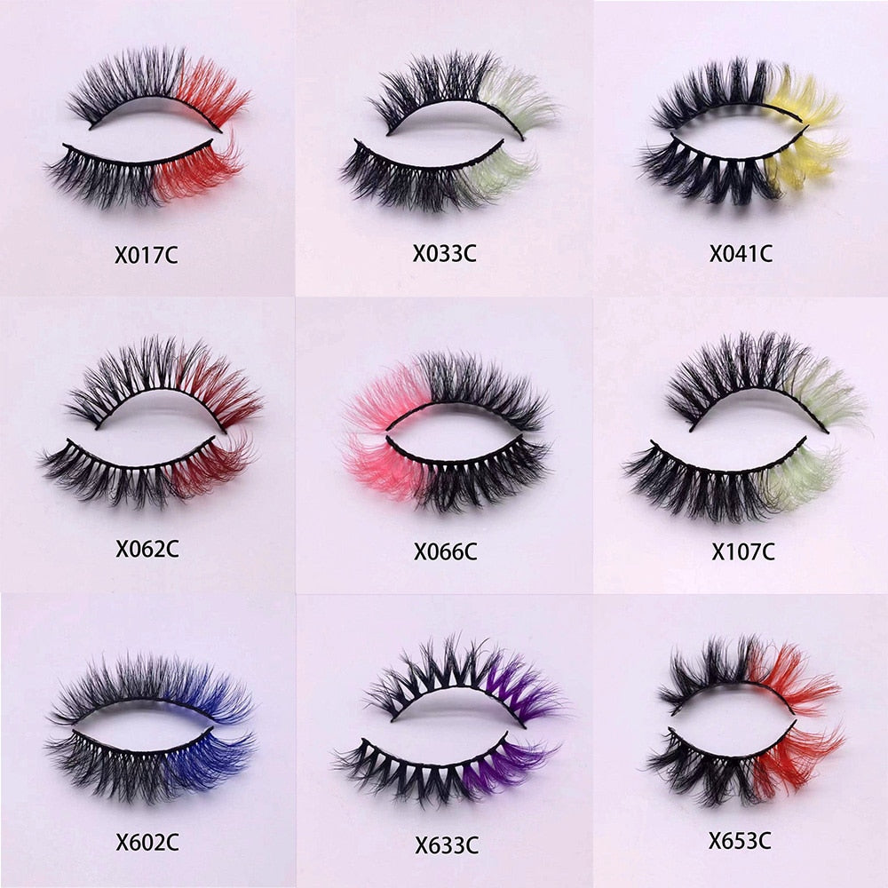 3D Color False Lashes Natural Long Colorful Eyelashes Dramatic Party Colored Lashes for Cosplay Halloween