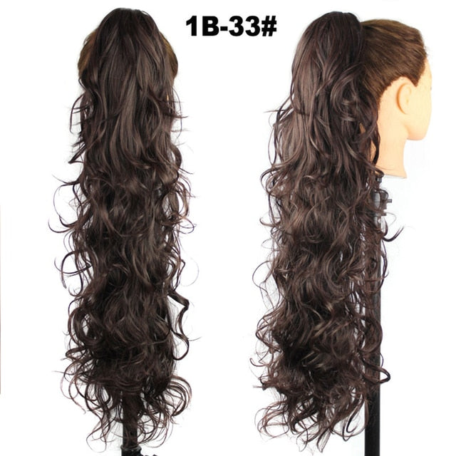 Synthetic Long Wave Ponytail 28 Inch Claw Clip In Hairpieces For Women PonyTail Natural Fake Hair Hairpiece Heat Resistant
