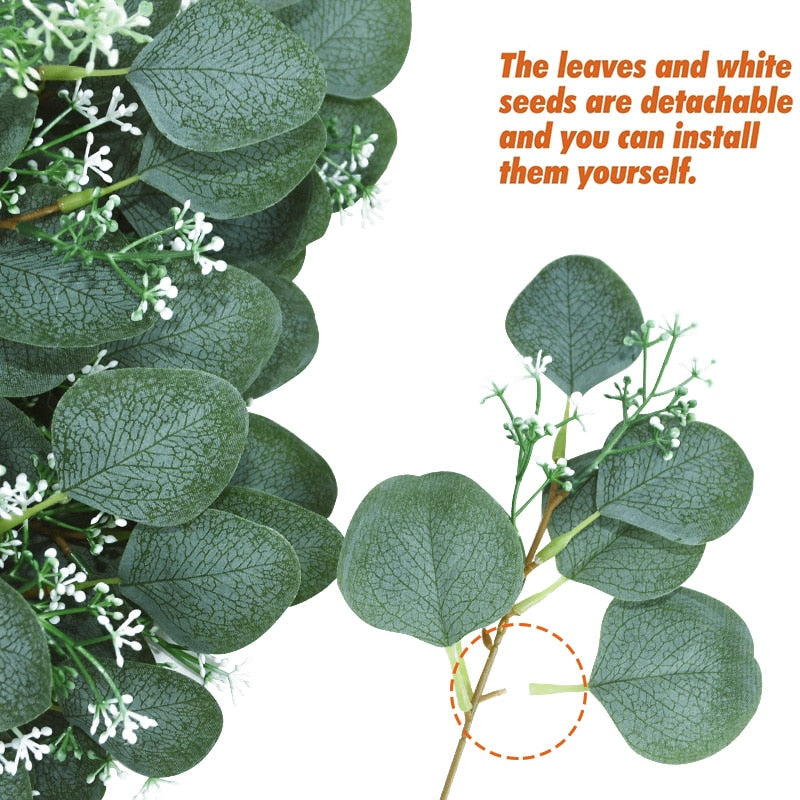 5pcs Artificial Plants Green Eucalyptus Leaves DIY Bridal Bouquet Fake Flowers For Home Garden Party Wedding Flower Decorations