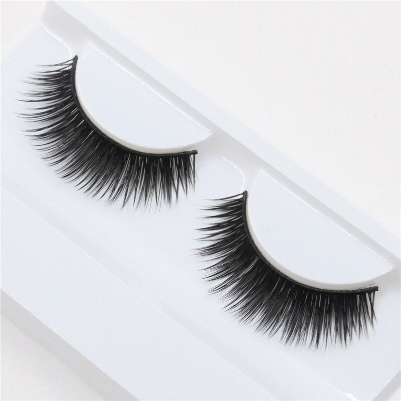 1 Pair Rhinestones False Eyelashes 3D Crossing Natural Exaggerated Glitter Lashes