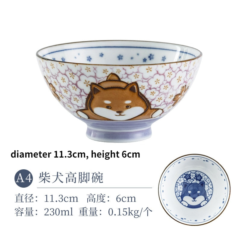 Cartoon Ceramic Bowl Underglaze Japanese Ceramic Rice Bowl Tableware Ceramic Mixing Bowl