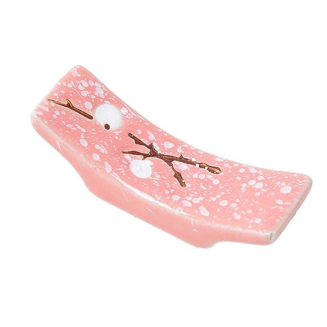 1 Pc Japanese Plum Blossom Ceramic Chopstick Holder Creative Kitchen Supplies Chopstick Holder Care Gadget