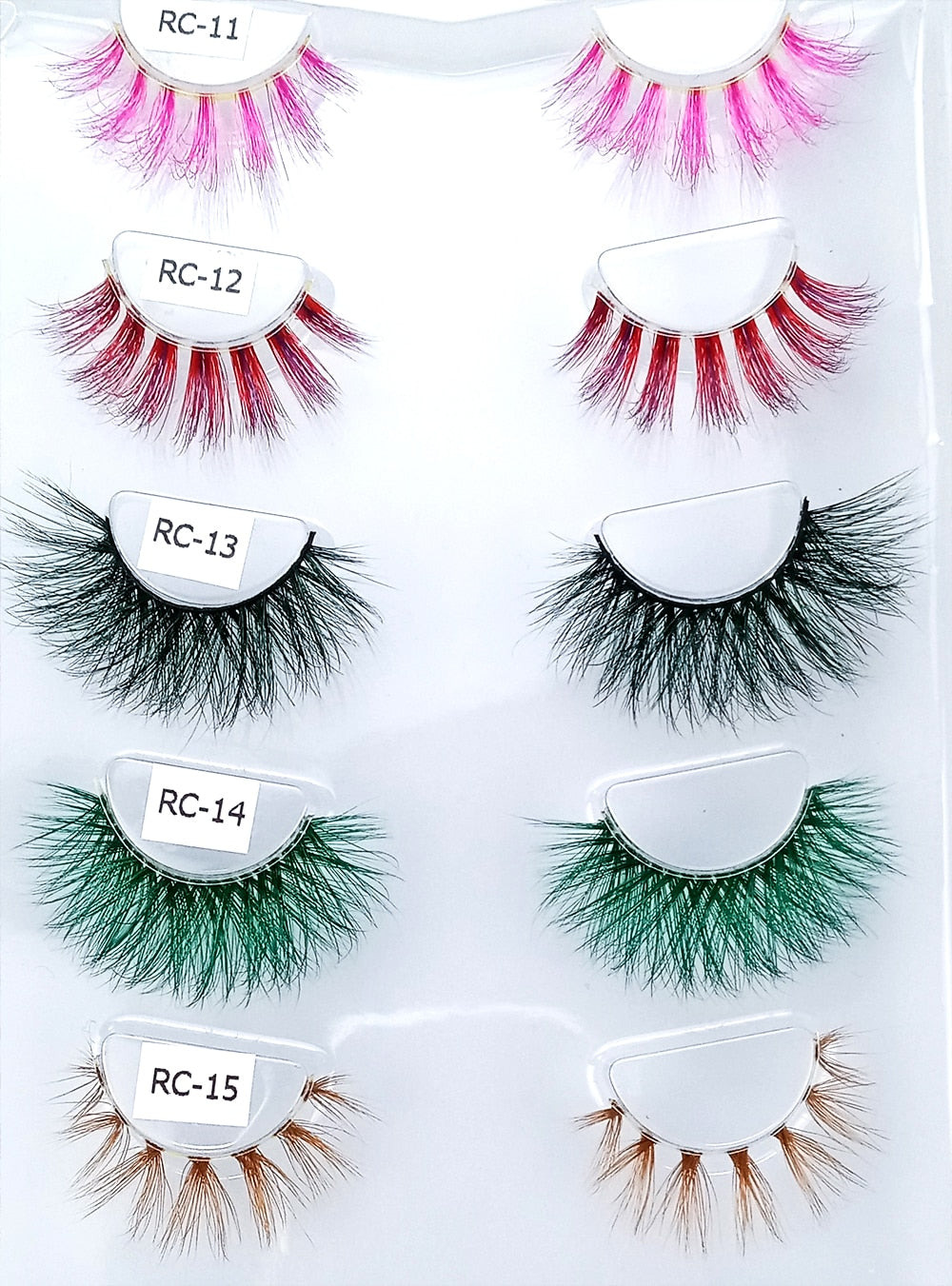 1pair Transparent stem Colored Mink Lashes 15mm-25mm False Eyelashes Soft Tousled 3D Spectacular Long Natural Mink