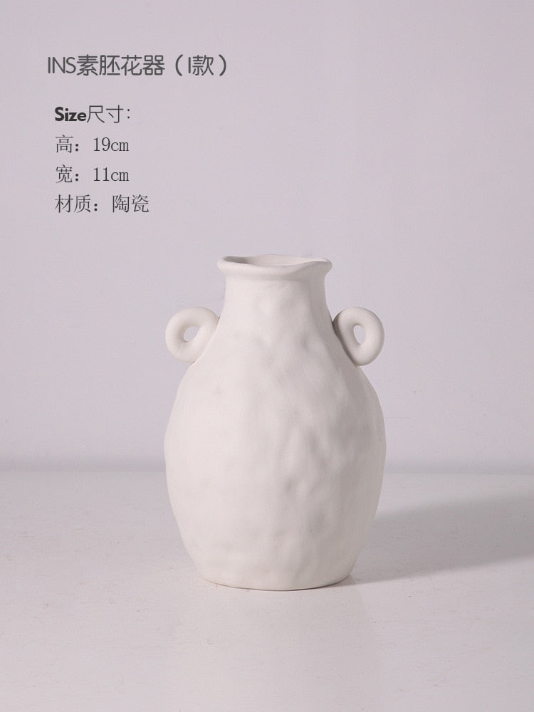 Nordic Ins Ceramic Vase Home Decoration Ornaments Crafts Vegetarian Ceramic Flower Pot Art Vases Home Decoration