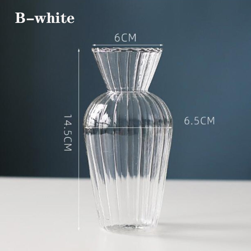 Home Decor Glass Vase Modern Flower Vase Room Decoration Art Colored Small Vase Wedding Decor Hydroponic Plants Japanese Style