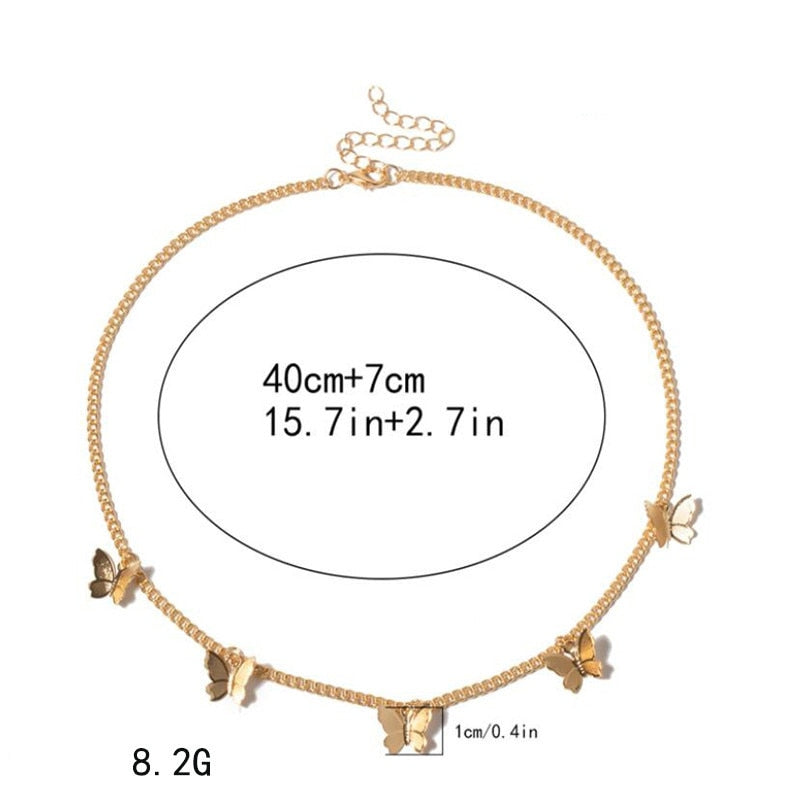 Cute Star Butterfly Choker Necklace For Women Gold Color Neck Statement Collar Chains Chocker Shining Choker Jewelry