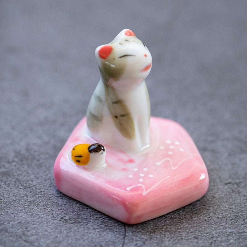 1PC Ceramic Cat Multifunctional Chopstick Rack Ornaments Incense Holder Incense Stick DIY Home Decoration