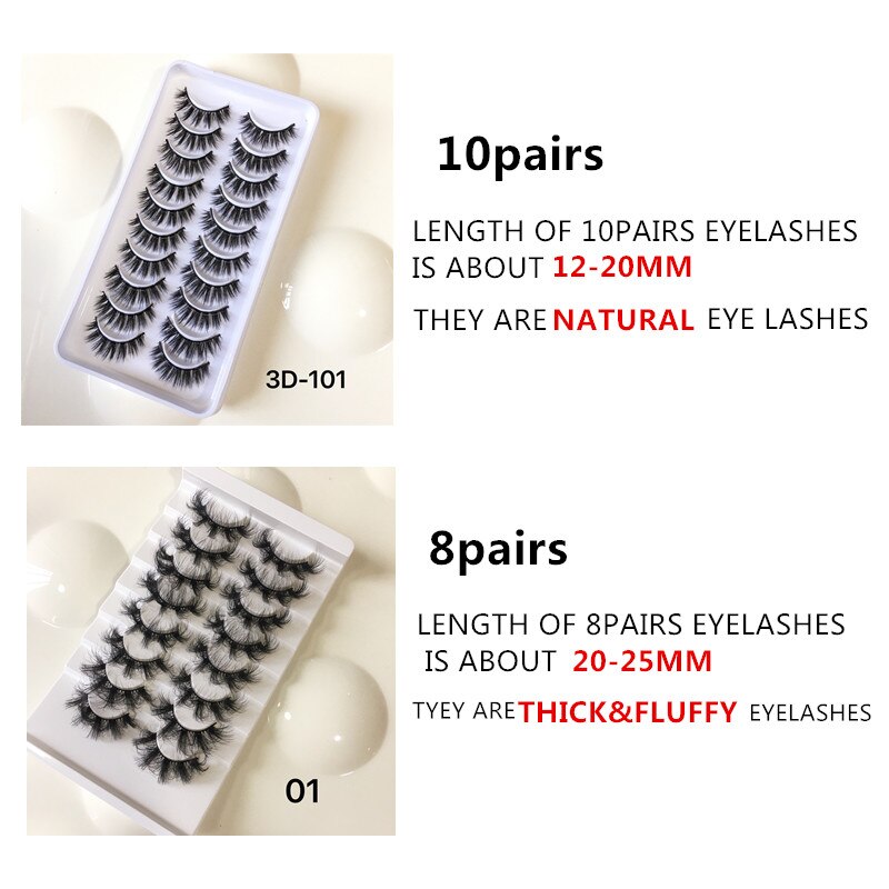8pairs eyelashes fake lashes long eyelash 25mm mink lashes fluffy dramatic false eyelashes