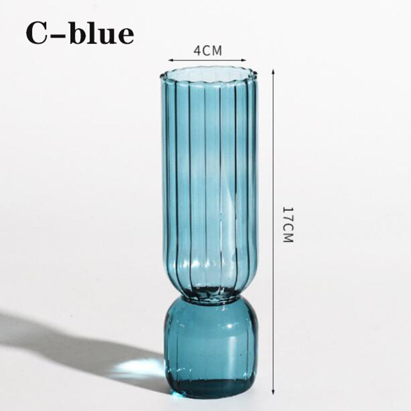 Home Decor Glass Vase Modern Flower Vase Room Decoration Art Colored Small Vase Wedding Decor Hydroponic Plants Japanese Style
