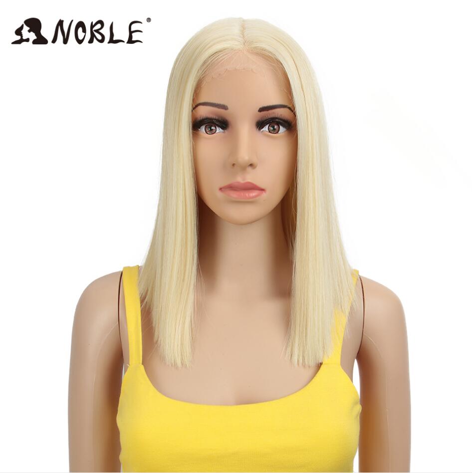Noble Cosplay Synthetic Lace Wig Short Bob Straight 14 Inch Pink Ombre Blonde Wigs Synthetic Lace Wigs
