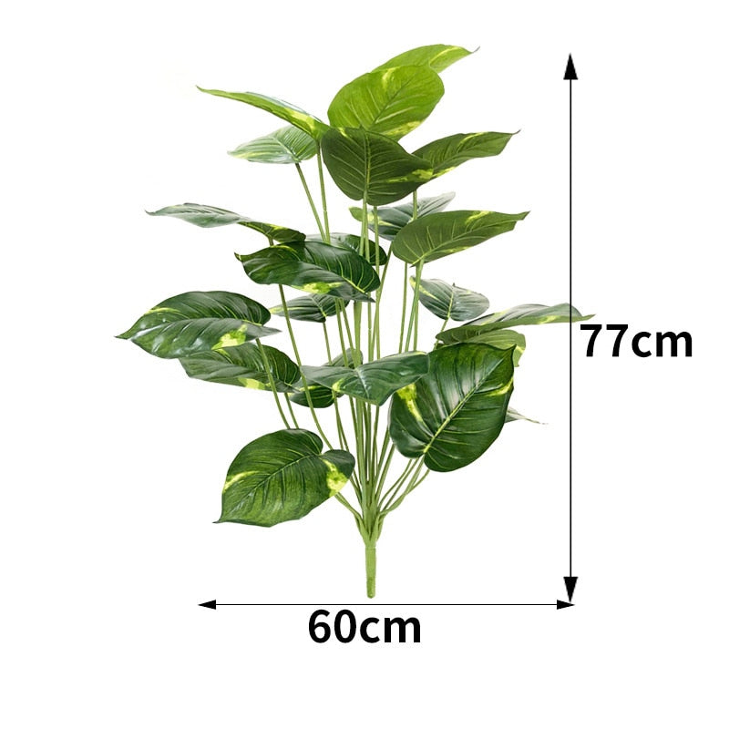 Green Artificial Palm Leaf Plastic Plants Tropical Tree Branch Fake Plants Jungle Home Garden Decor Wedding Decoration