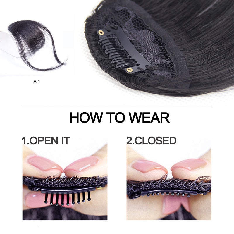 False Synthetic Bangs Hair Extension Fake Fringe Natural Hair Clip on Hairpieces Light Brown Wigs