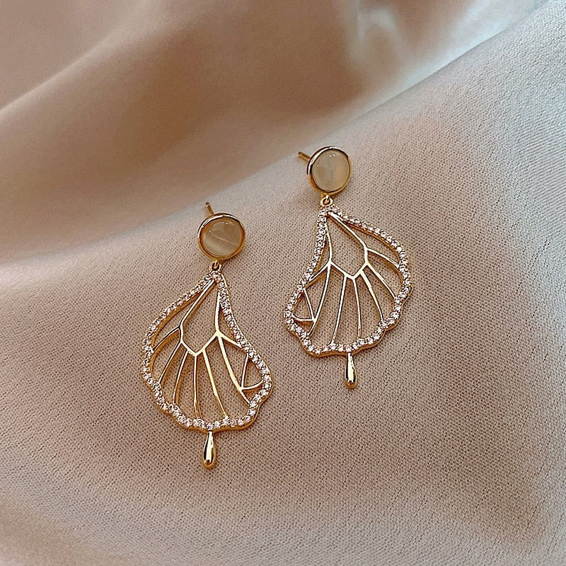 Moon Dangle Earrings Temperament Pearl Cherry Cat Rhinestone Pendant Earring Girl Party Jewelry Gift