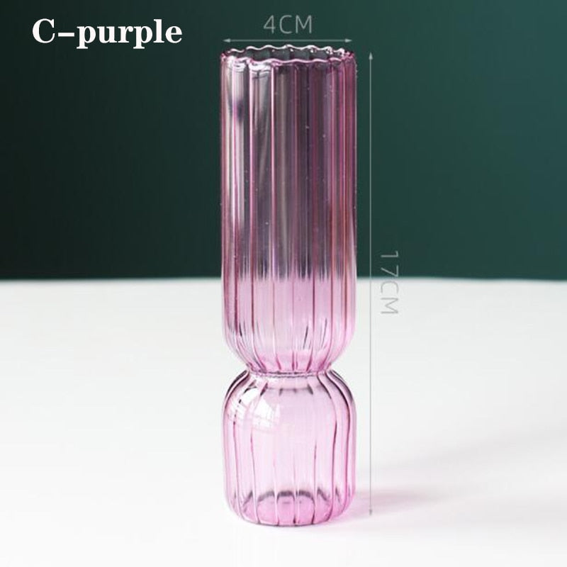 Home Decor Glass Vase Modern Flower Vase Room Decoration Art Colored Small Vase Wedding Decor Hydroponic Plants Japanese Style