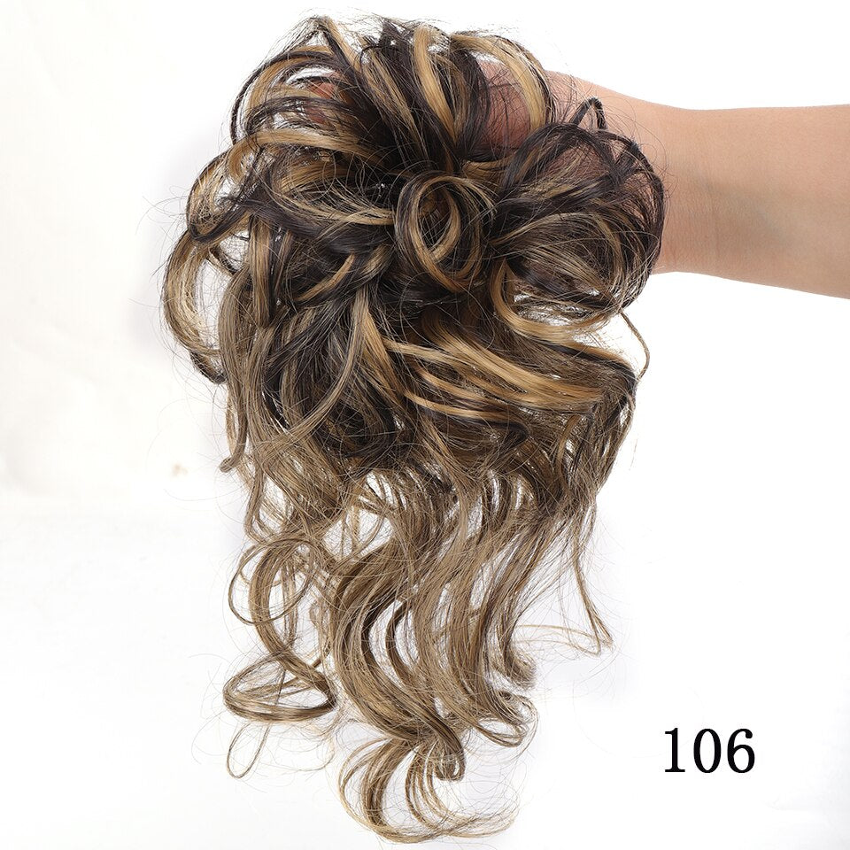 Synthetic Messy Chignon Donut Hair Bun Scrunchies Elastic Hair Rope Rubber Band Curly Hairpiece Black Brown False Hair