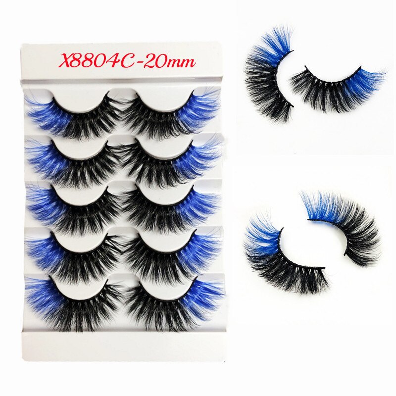 Rainbow Colored Lashes 3D Mink Lashes Ombre Dramatic Colorful Natural Eyelashes Extension Make up Fake Eyelashes