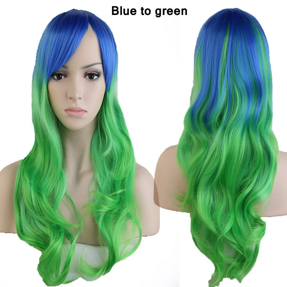 S-noilite Synthetic 28colors 22inch Loose Wave Wigs Halloween Cosplay Wig Blue Red Pink Grey Purple Hair Cosplay