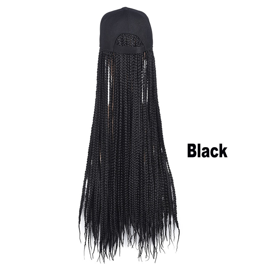 Box Braids Baseball Cap Wig 24inch Long Synthetic Braid Wigs Hat with Braiding Hair Extensions Adjustable Size