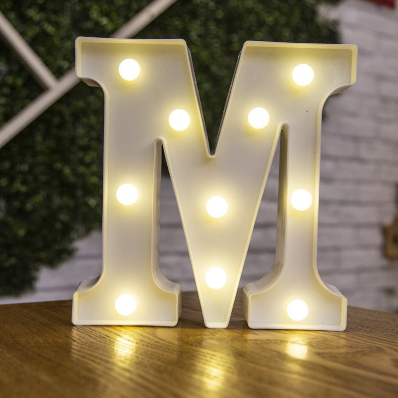Alphabet Letter LED Lights Luminous Number Lamp Decor Battery Night Light for home Wedding Birthday party Decoration