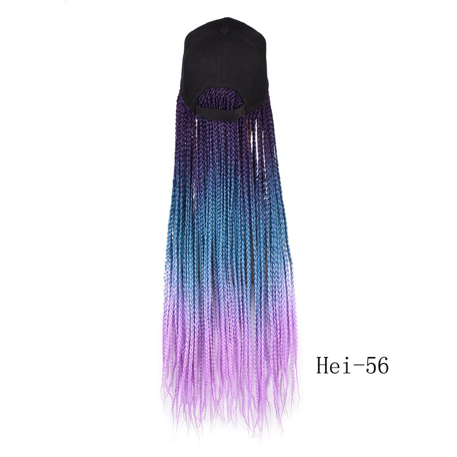 Box Braids Baseball Cap Wig 24inch Long Synthetic Braid Wigs Hat with Braiding Hair Extensions Adjustable Size