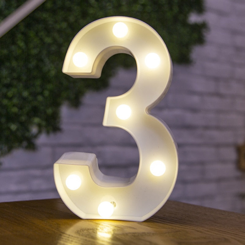 Alphabet Letter LED Lights Luminous Number Lamp Decor Battery Night Light for home Wedding Birthday party Decoration