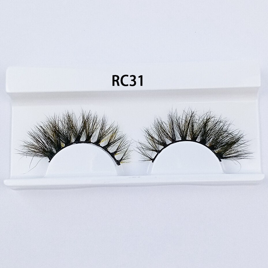 1pair Transparent stem Colored Mink Lashes 15mm-25mm False Eyelashes Soft Tousled 3D Spectacular Long Natural Mink