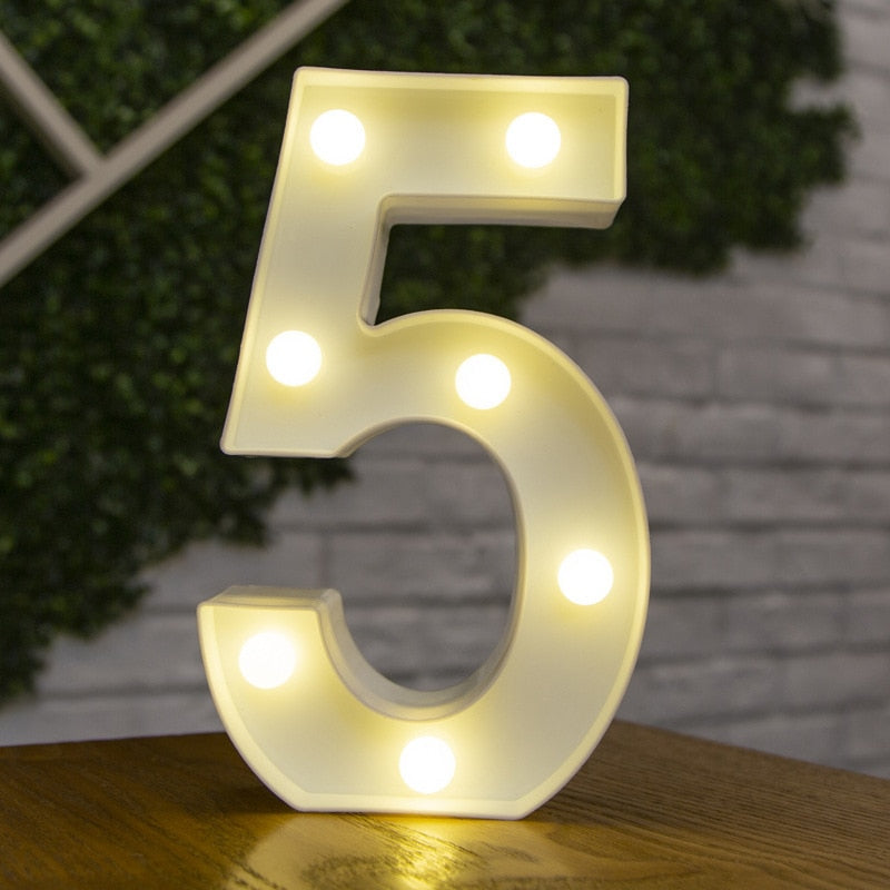 Alphabet Letter LED Lights Luminous Number Lamp Decor Battery Night Light for home Wedding Birthday party Decoration