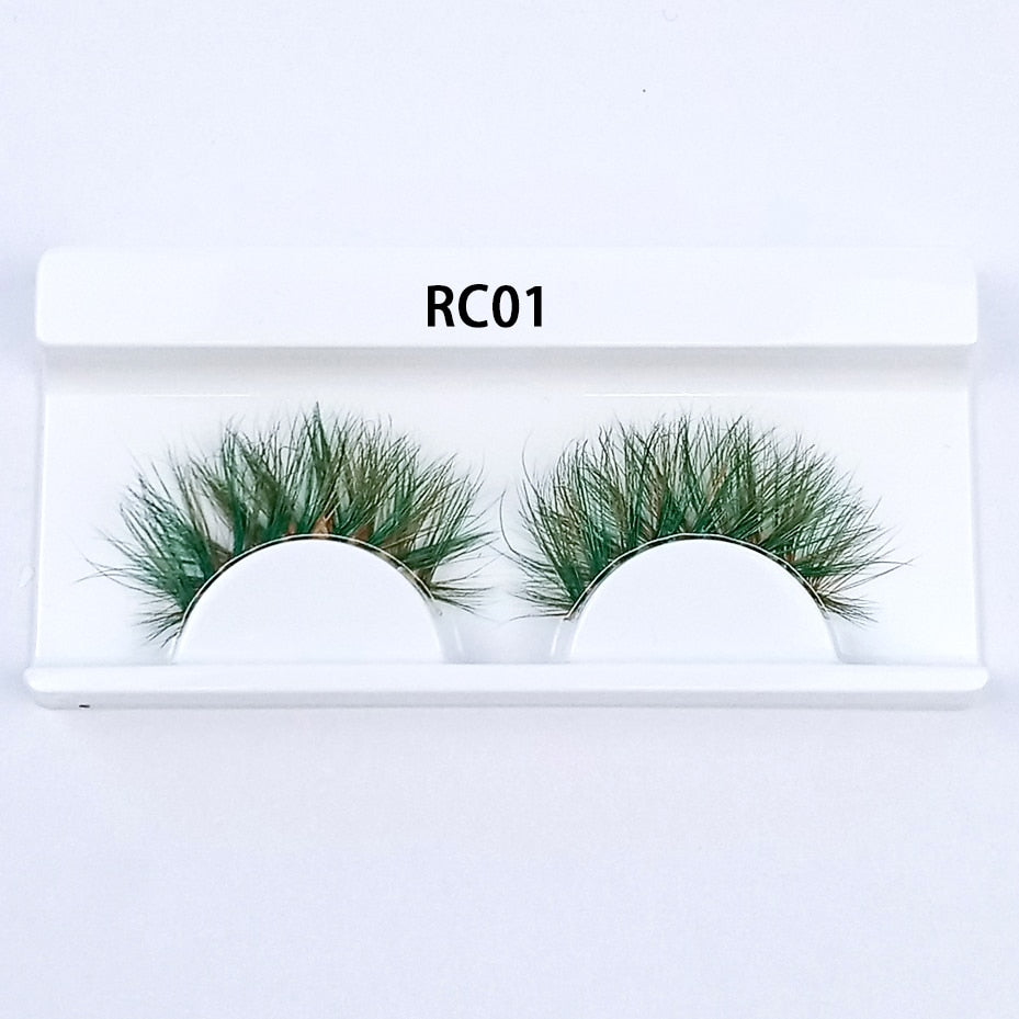 1pair Transparent stem Colored Mink Lashes 15mm-25mm False Eyelashes Soft Tousled 3D Spectacular Long Natural Mink