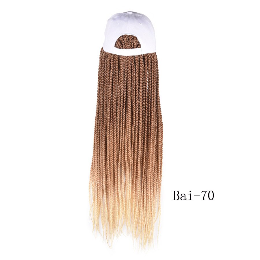 Box Braids Baseball Cap Wig 24inch Long Synthetic Braid Wigs Hat with Braiding Hair Extensions Adjustable Size