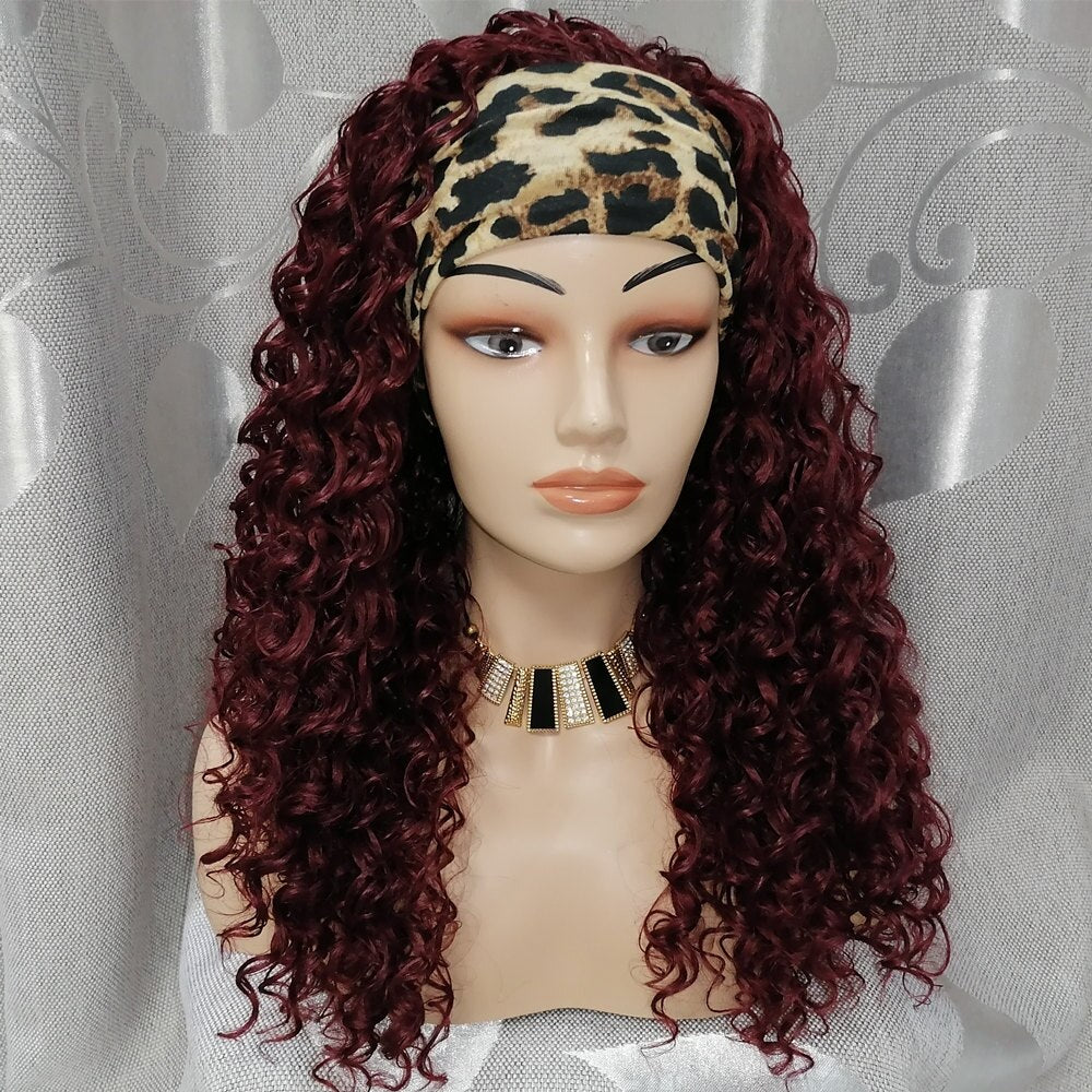 Deep Wave Headband Wig Heat Resistant Fiber Synthetic Wig Blonde Synthetic Hair Wigs For Women