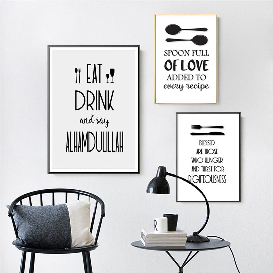 Modern Islamic Wall Art Kitchen Decor Canvas Painting Posters and Prints for Dining Room Home Decor