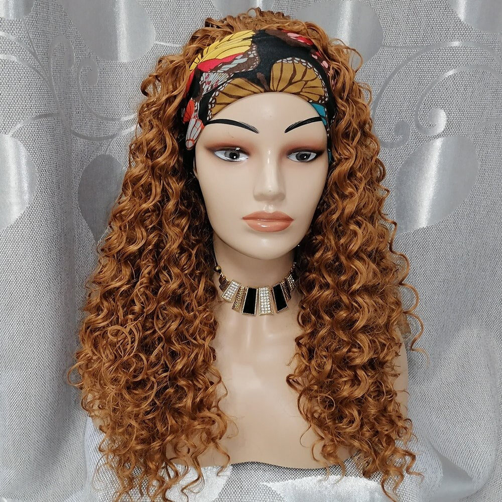 Deep Wave Headband Wig Heat Resistant Fiber Synthetic Wig Blonde Synthetic Hair Wigs For Women