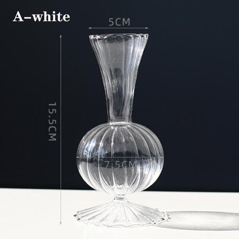 Home Decor Glass Vase Modern Flower Vase Room Decoration Art Colored Small Vase Wedding Decor Hydroponic Plants Japanese Style