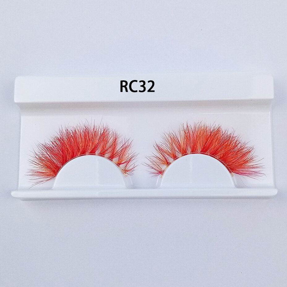 1pair Transparent stem Colored Mink Lashes 15mm-25mm False Eyelashes Soft Tousled 3D Spectacular Long Natural Mink