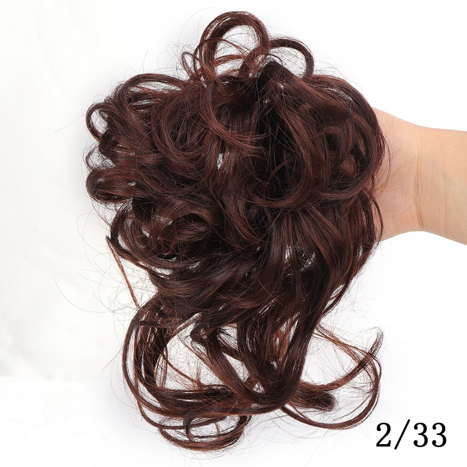 Synthetic Messy Chignon Donut Hair Bun Scrunchies Elastic Hair Rope Rubber Band Curly Hairpiece Black Brown False Hair