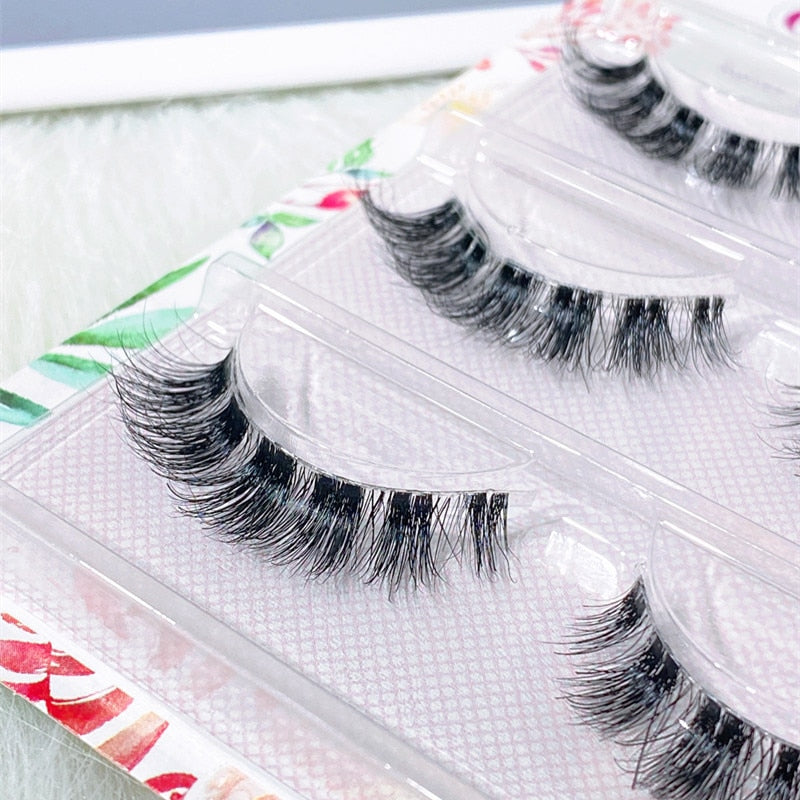 False Eyelashes 3 Pairs Pure Handmade Natural Transparent Terrier Fake Eyelashes Short Paragraph Bare Makeup Eyelashes