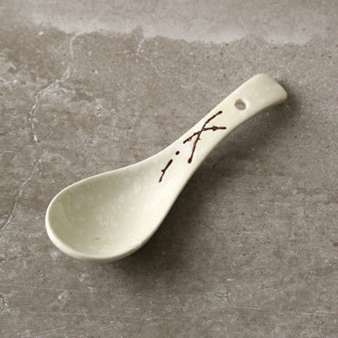 Japanese Ceramic Spoon Handpainting Porcelain Soup Spoon Kitchen Cooking Utensil Tool Tableware